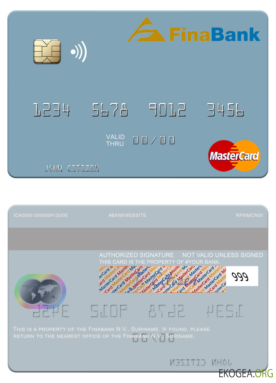 Suriname Finabank N.V. mastercard 1 template Suriname Finabank N.V. mastercard 1 template